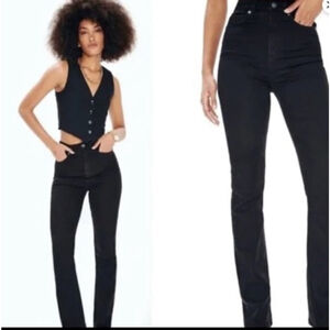 Women's Reformation Black Wynn Ultra High Rise Slim Straight Jeans 26
